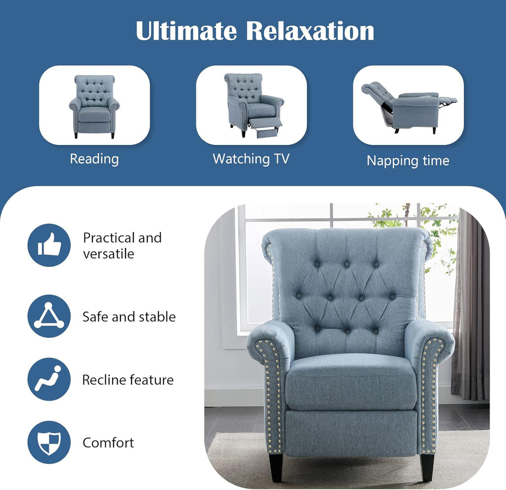Linen Tufted Push Back Recliner Armchair D55089