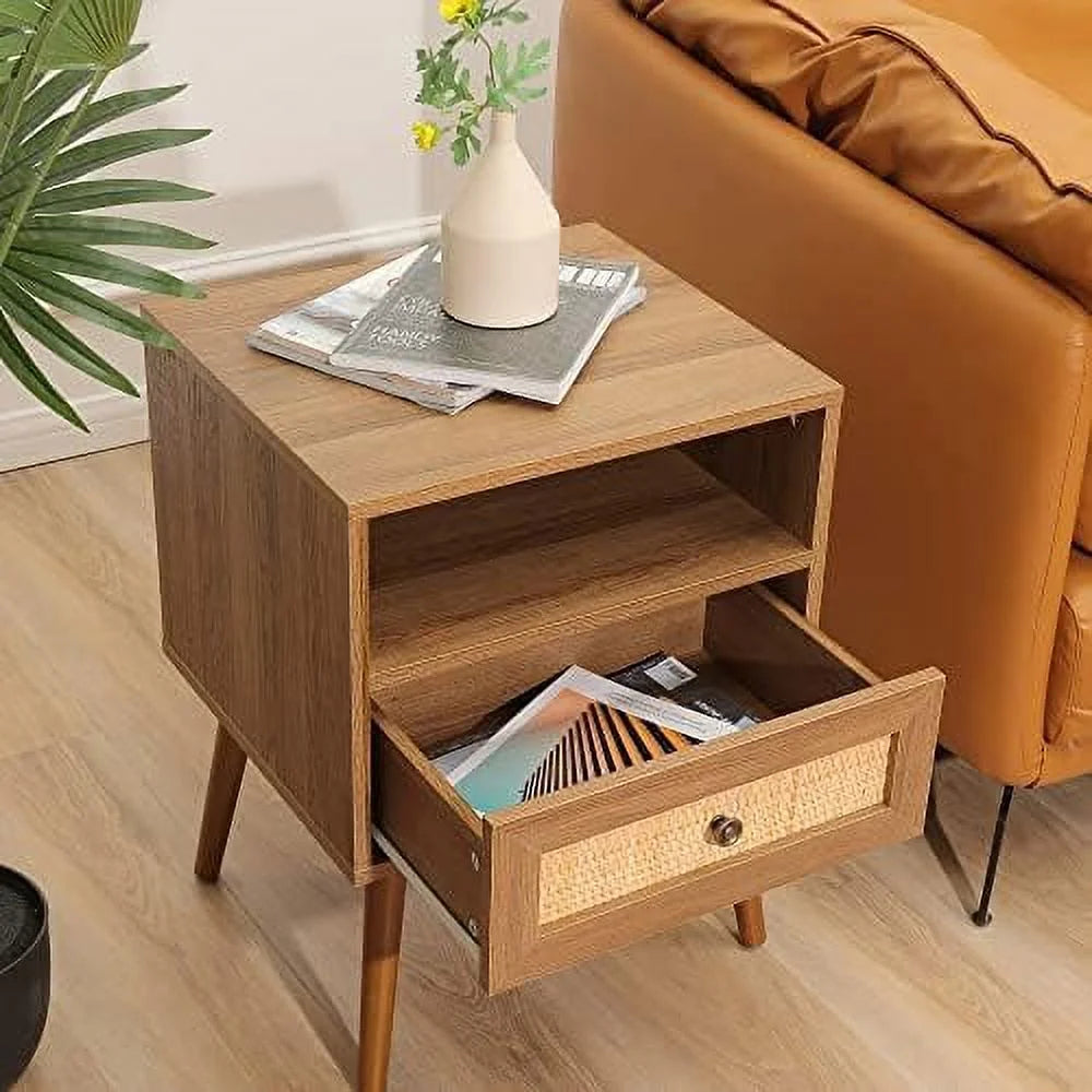 Rattan Nightstand with Charging Station M41774