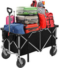 Folding Heavy Duty Collapsible Utility Wagon Cart with Universal Wheels Black J5785