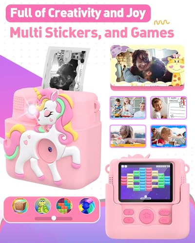 Pink Instant Print Kids Camera with 32GB SD Card O738