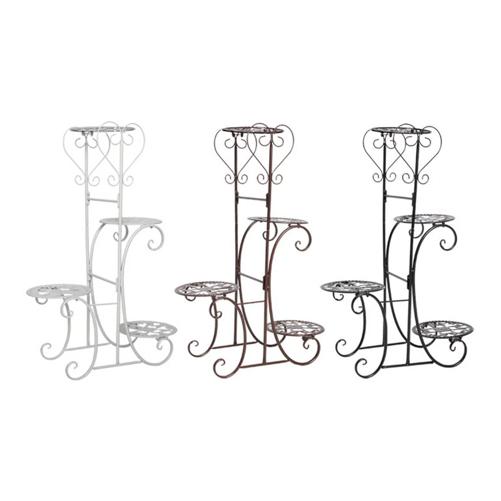 4 Tier Iron Plant Stand Wood Shelves N4482
