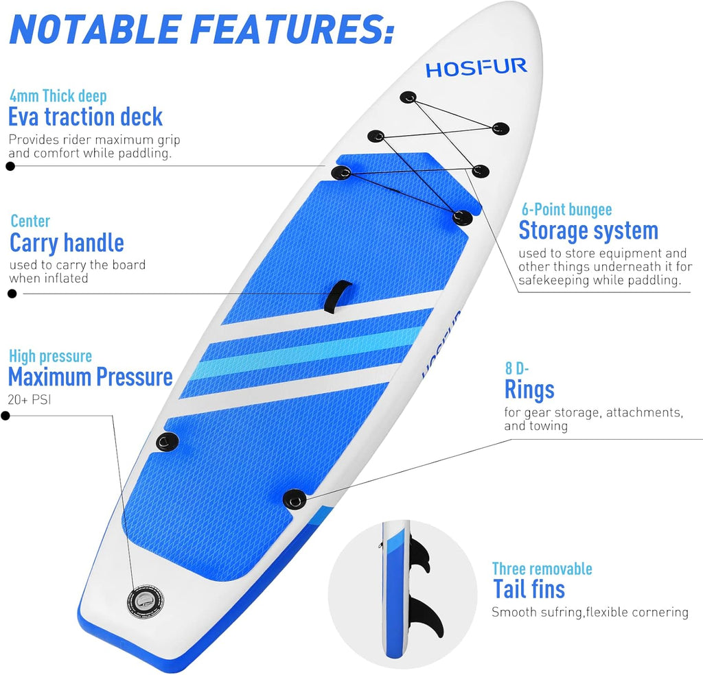 Blue Inflatable Stand Up Paddle Board with Backpack E94623