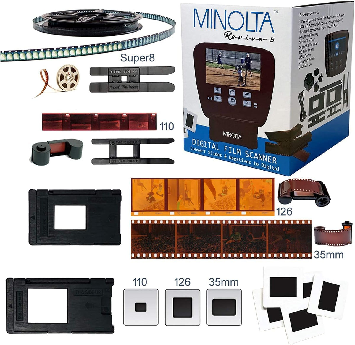 Film & Slide Scanner, 5 Screen, 22MP JPEG, 16GB SD Card G115520