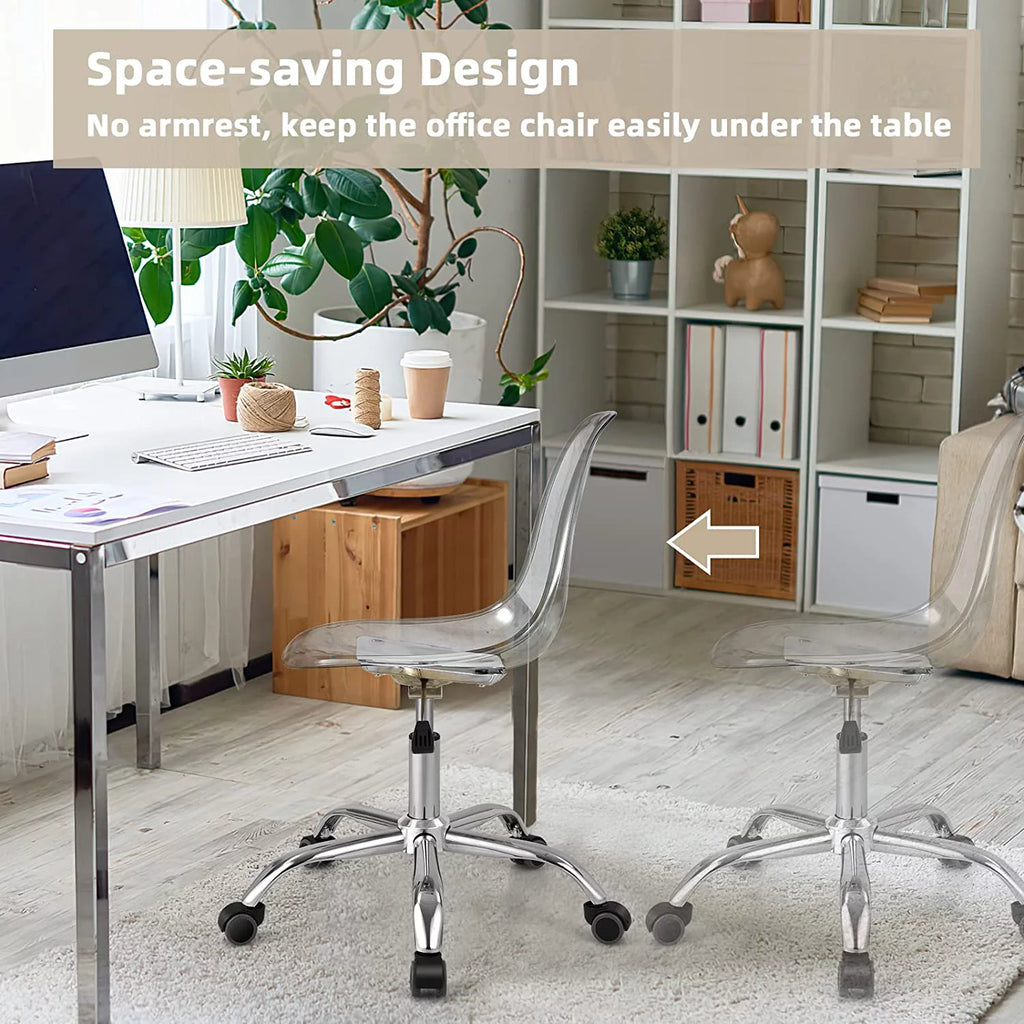 Acrylic Clear Armless Rolling Desk Chair Set of 2 F531202