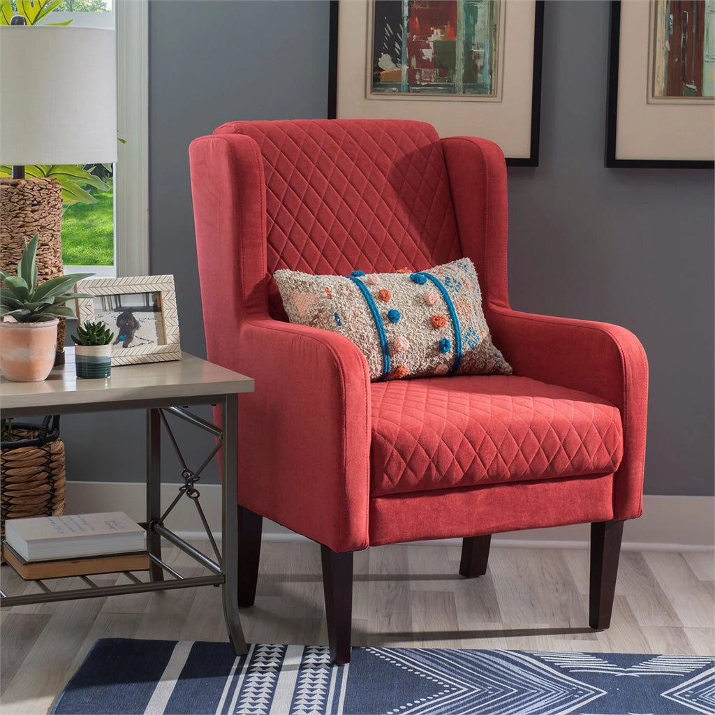 Upholstered Wingback Accent Chair with Quilted Back & Seat S932