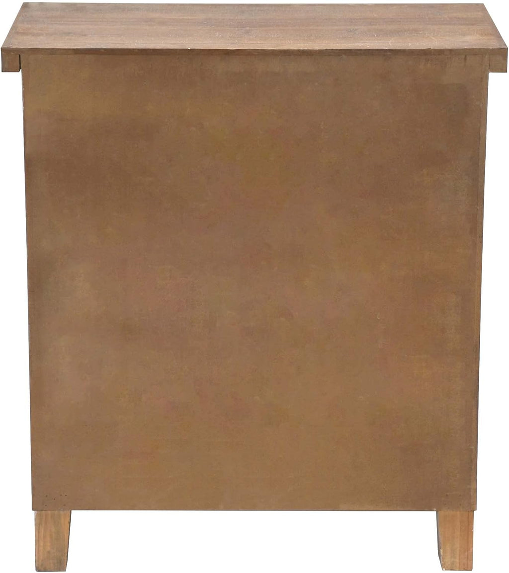 Rustic Solid Wood Storage Cabinet with Carved Doors A61700