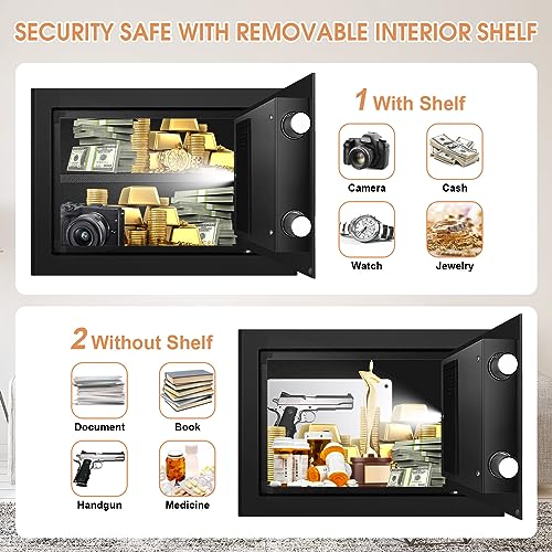 1.0 Cubic Feet Fireproof Waterproof Digital Safe with Keypad Lock and Removable Shelf Q913354