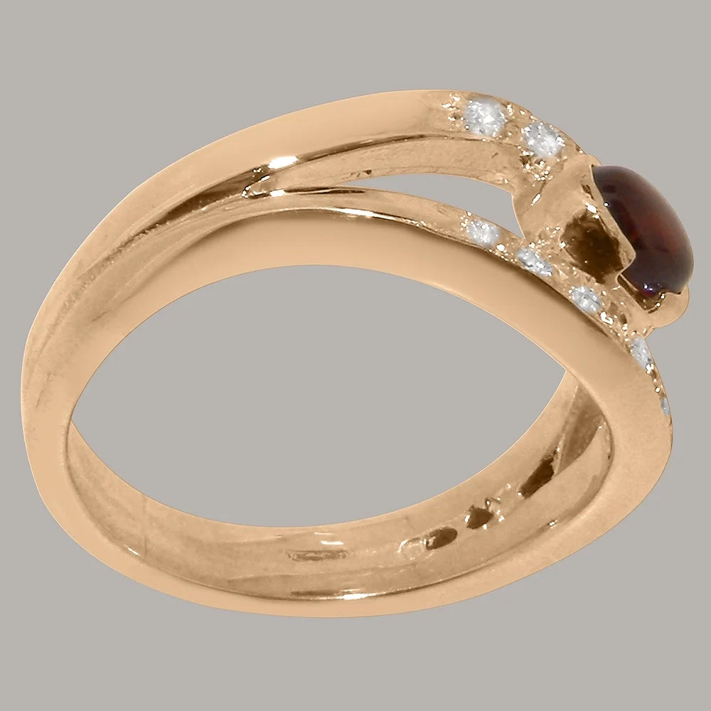 9k Rose Gold Natural Garnet & Diamond Womens Band Ring J55873