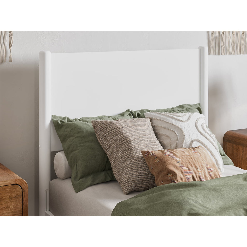 Twin XL Wood Low Profile Platform Bed in White O1047