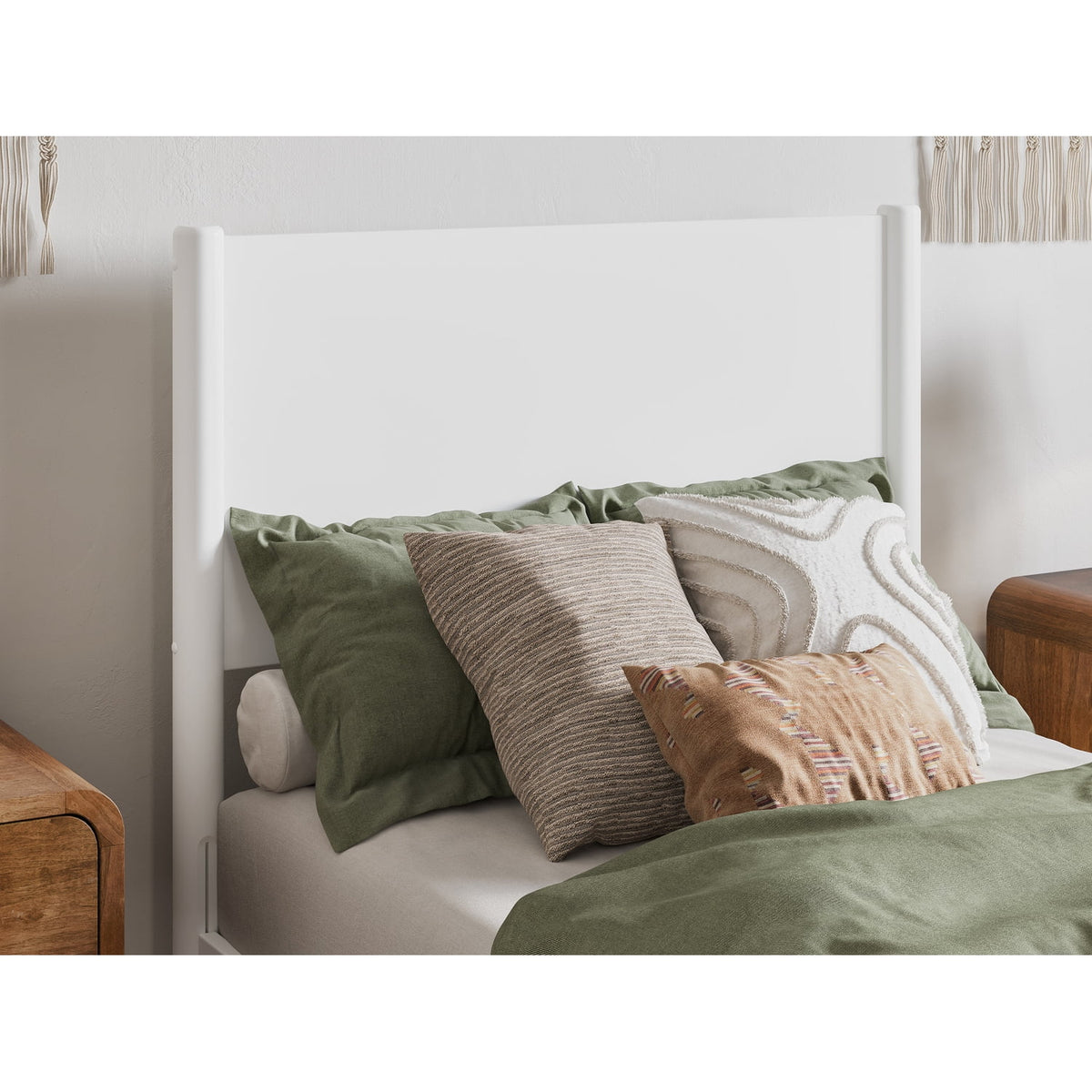 Twin XL Wood Low Profile Platform Bed in White O1047