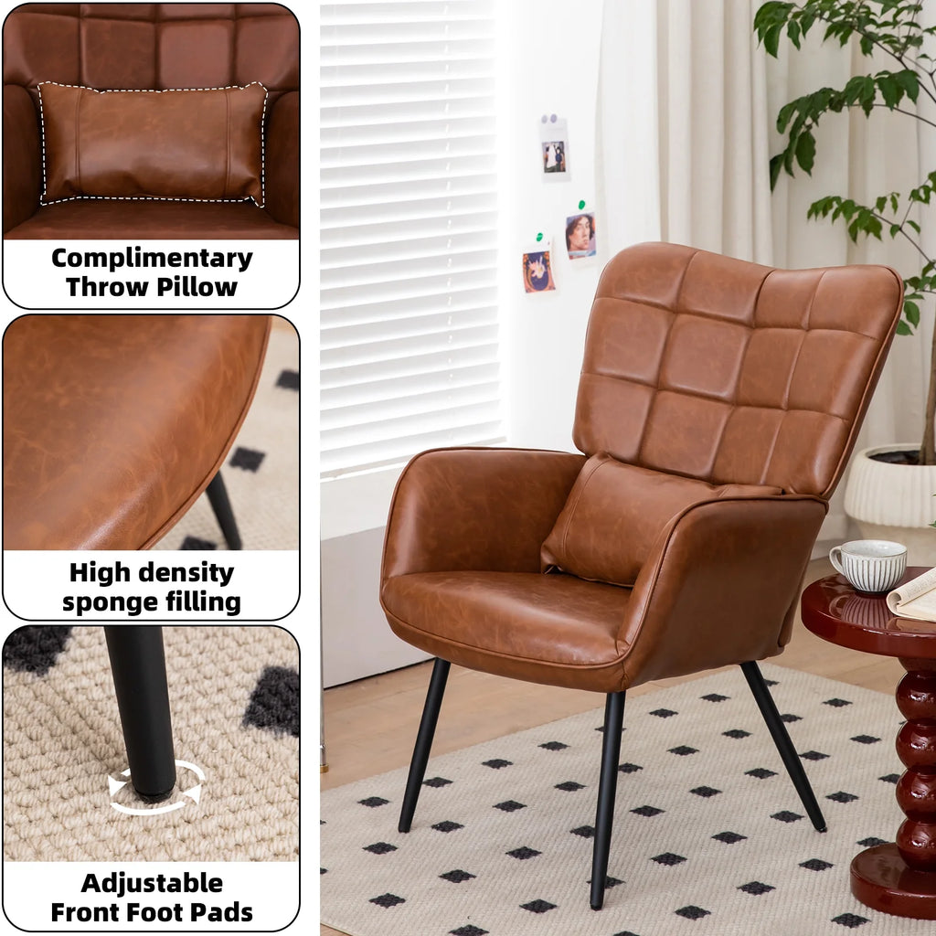 Bonded Leather Armchair with Metal Legs G18932