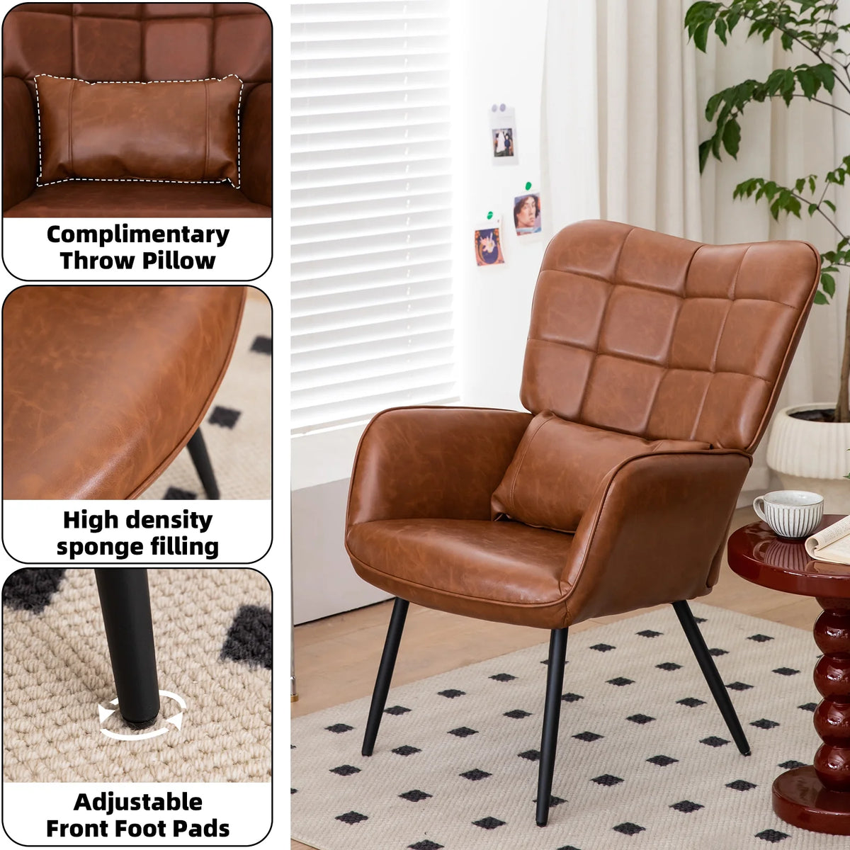 Bonded Leather Armchair with Metal Legs G18932