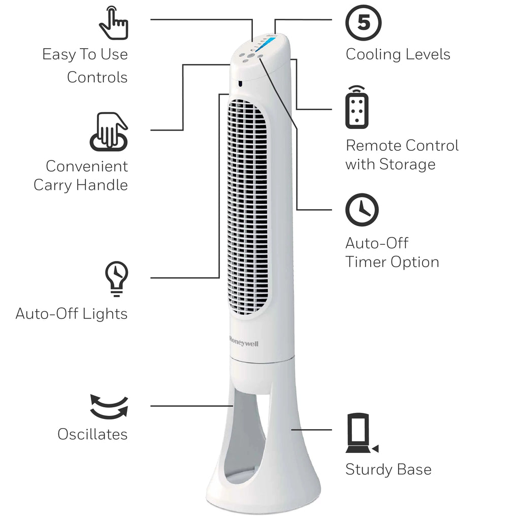Black QuietSet Oscillating Electric Tower Fan N286