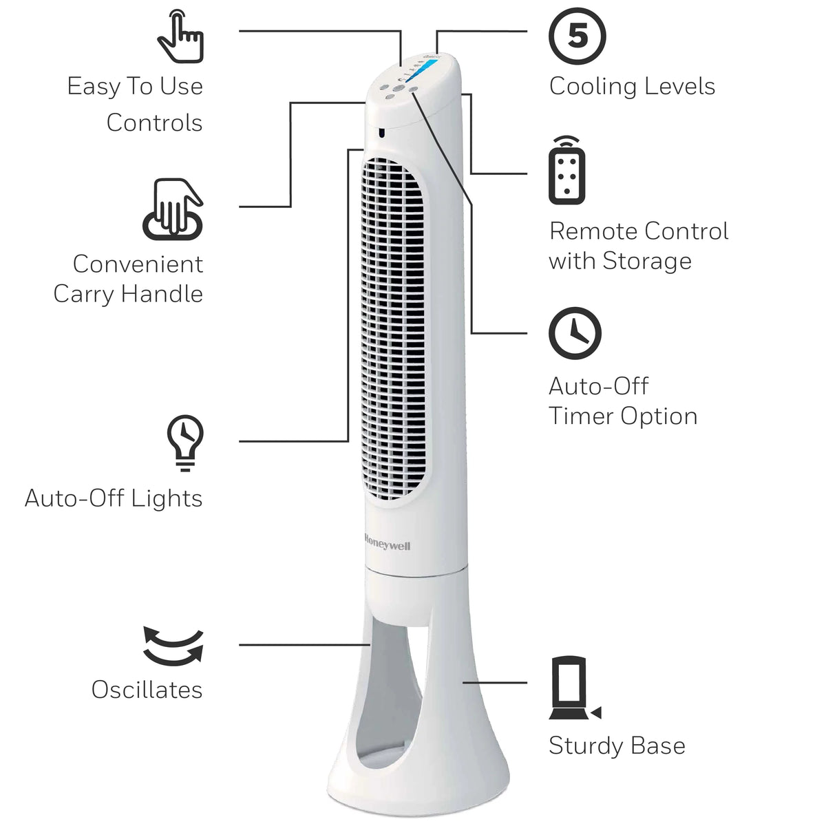 Black QuietSet Oscillating Electric Tower Fan N286