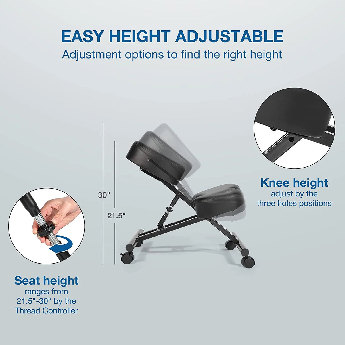 Ergonomic Kneeling Chair Adjustable Height Padded Knee Stool N6040