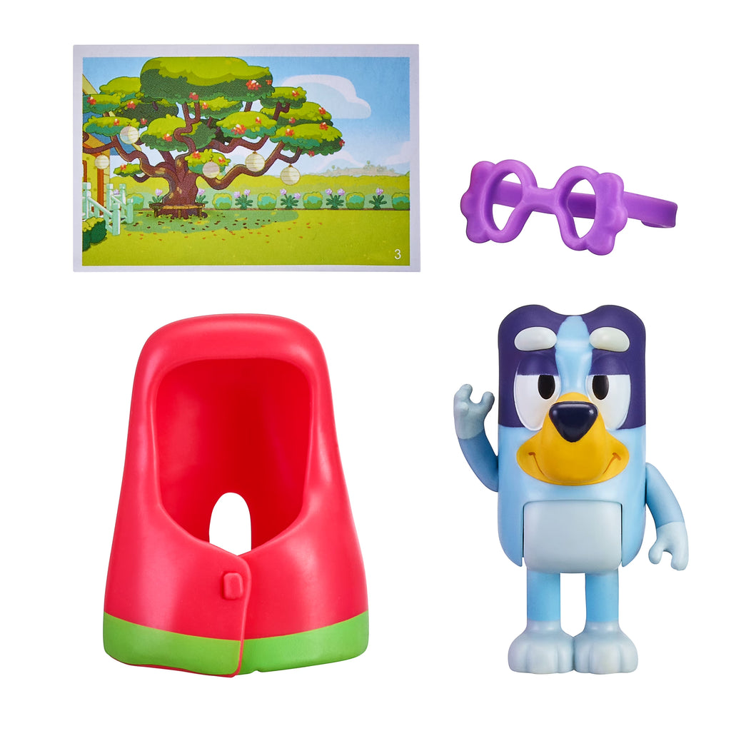Bluey Story Starter Pack, 1 2-3" Plastic Toy Figure and Accessory, Multi-Color B512