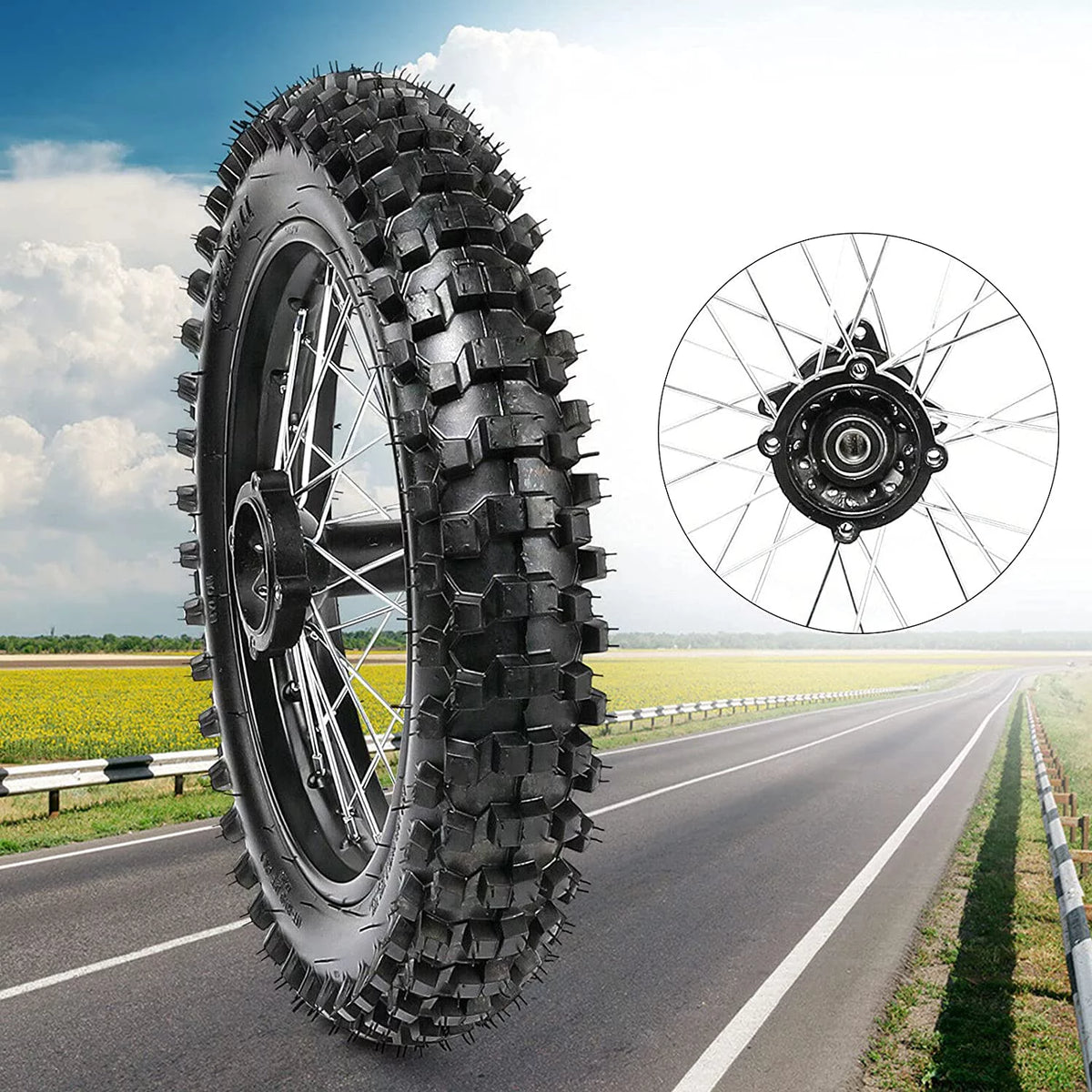 14 90/100-14 Rear Wheel Tire and Rim Inner Tube with 15mm Bearing C387474
