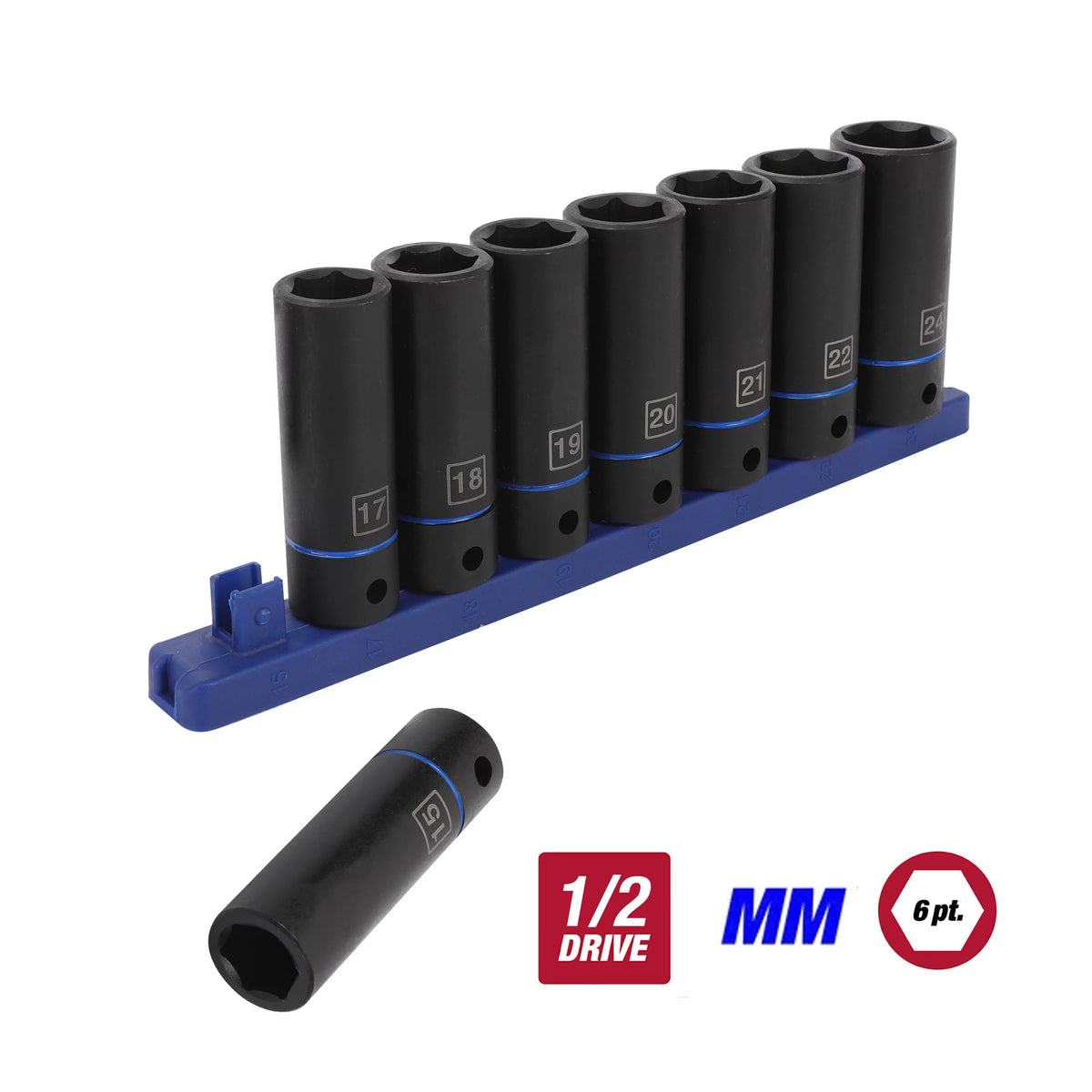 1/2 inch 9-Piece Impact Socket Set J75447