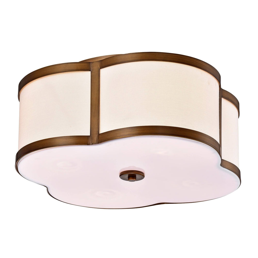 Antique Brass 4-Light Flush Mounted Ceiling Lamp J62370