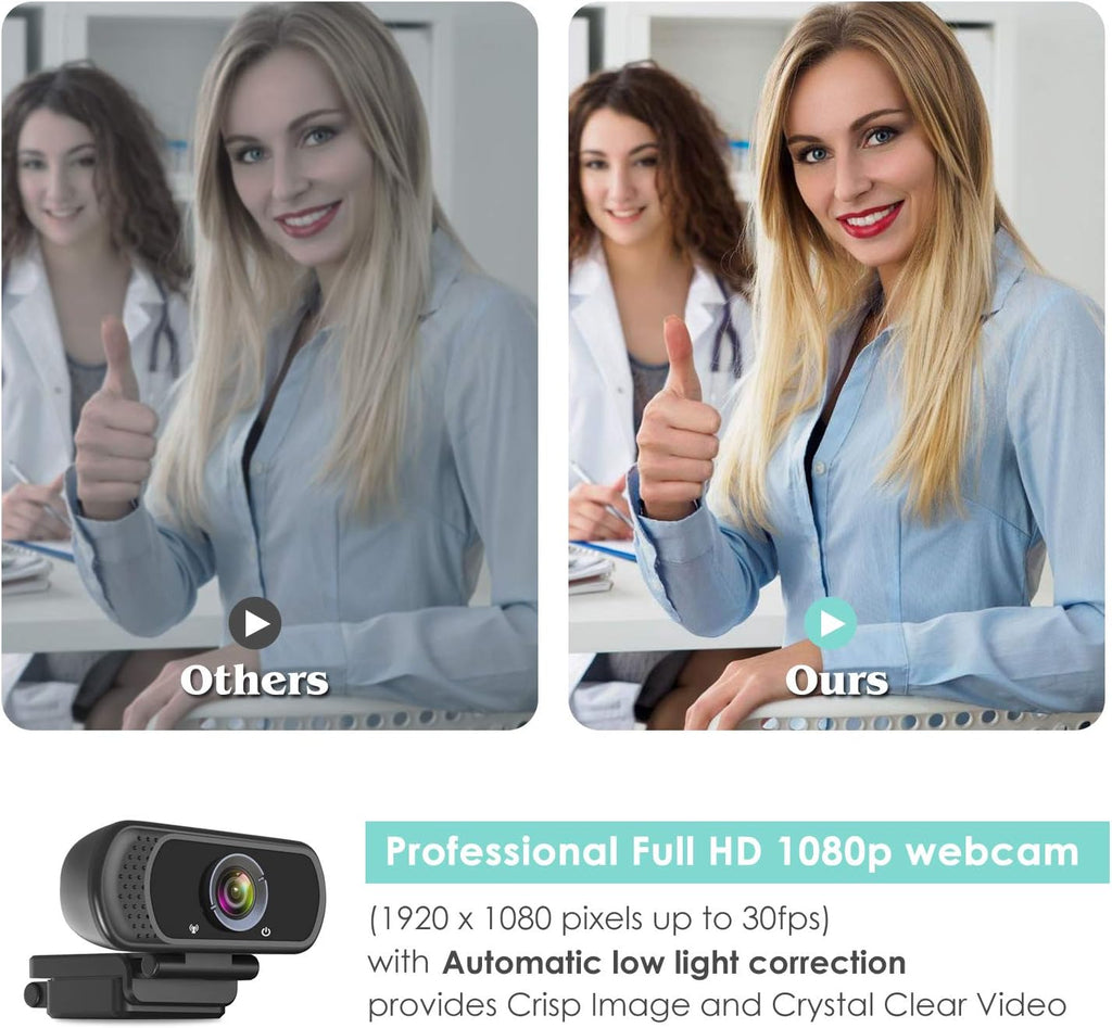 Black 1080P USB Webcam with Microphone L55053