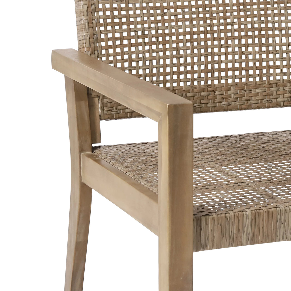 Wicker and Acacia Wood Outdoor Club Chairs, Set of 2 O971