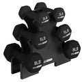 3, 5, and 8 Pound Dumbbell Hand Weight Set with Storage Rack, Black N30019