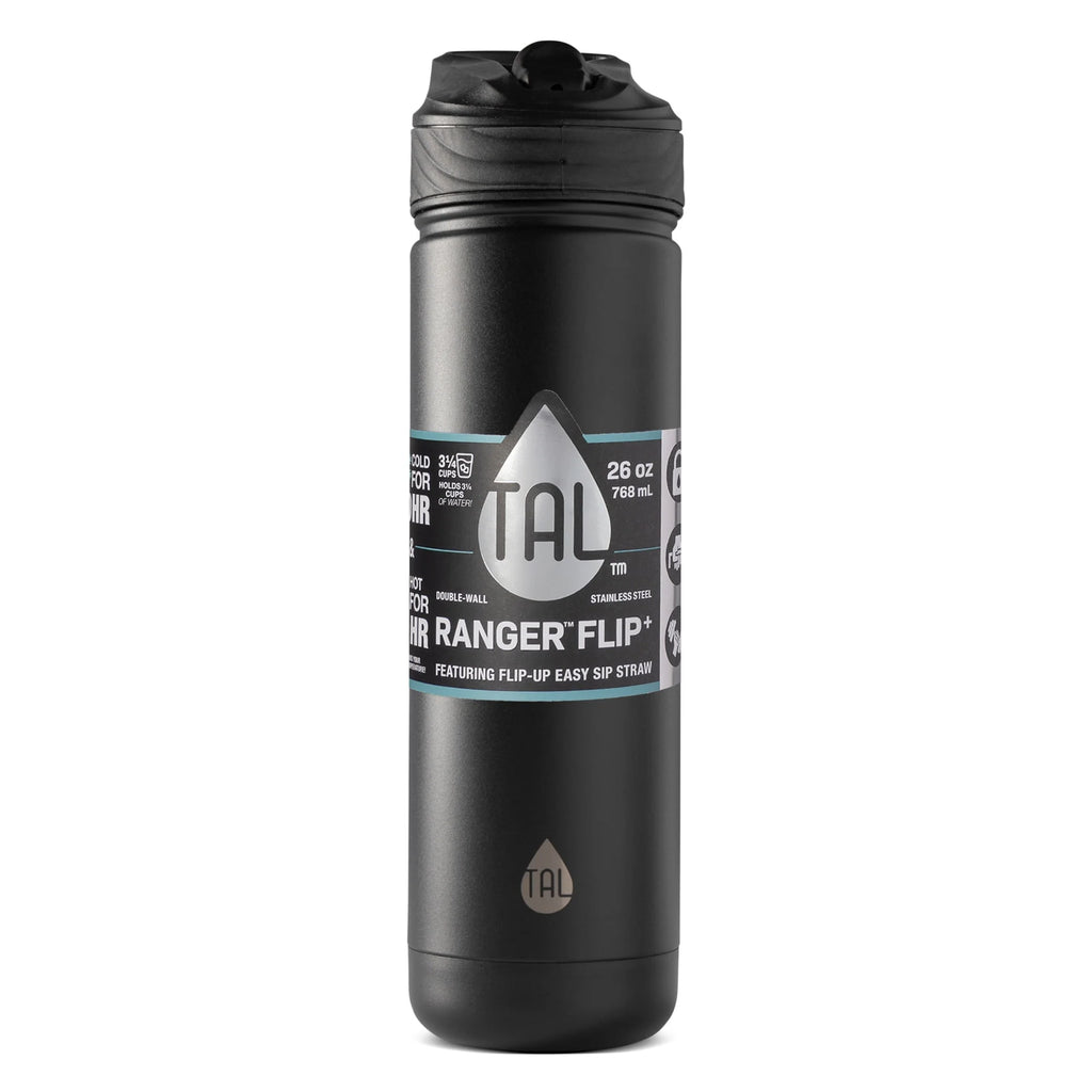 Stainless Steel Water Bottle with Straw 26 oz, Black D965450