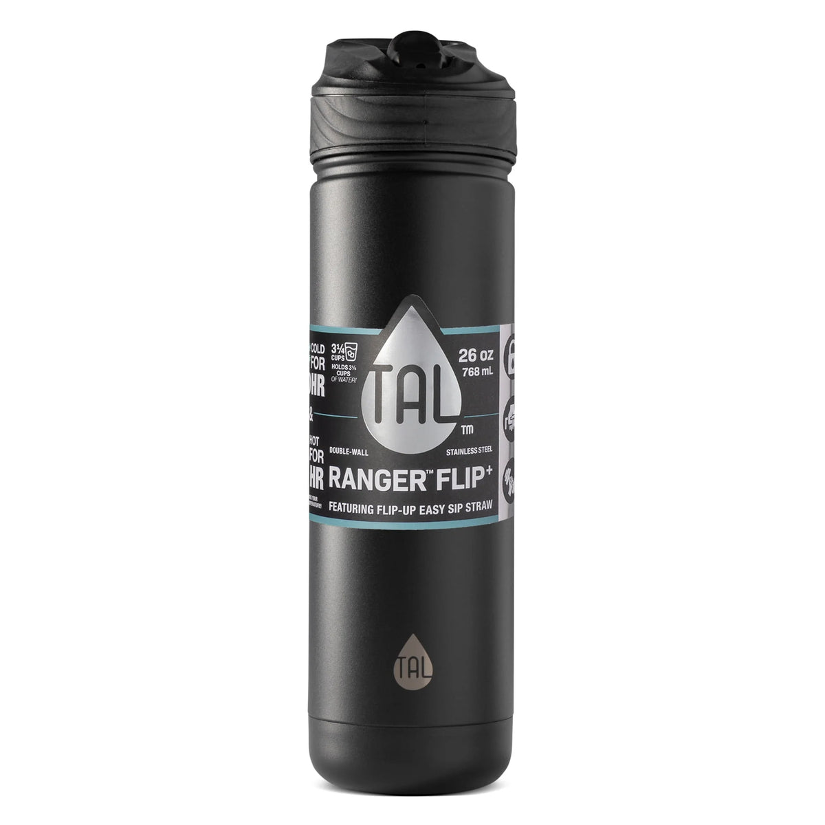 Stainless Steel Water Bottle with Straw 26 oz, Black D965450