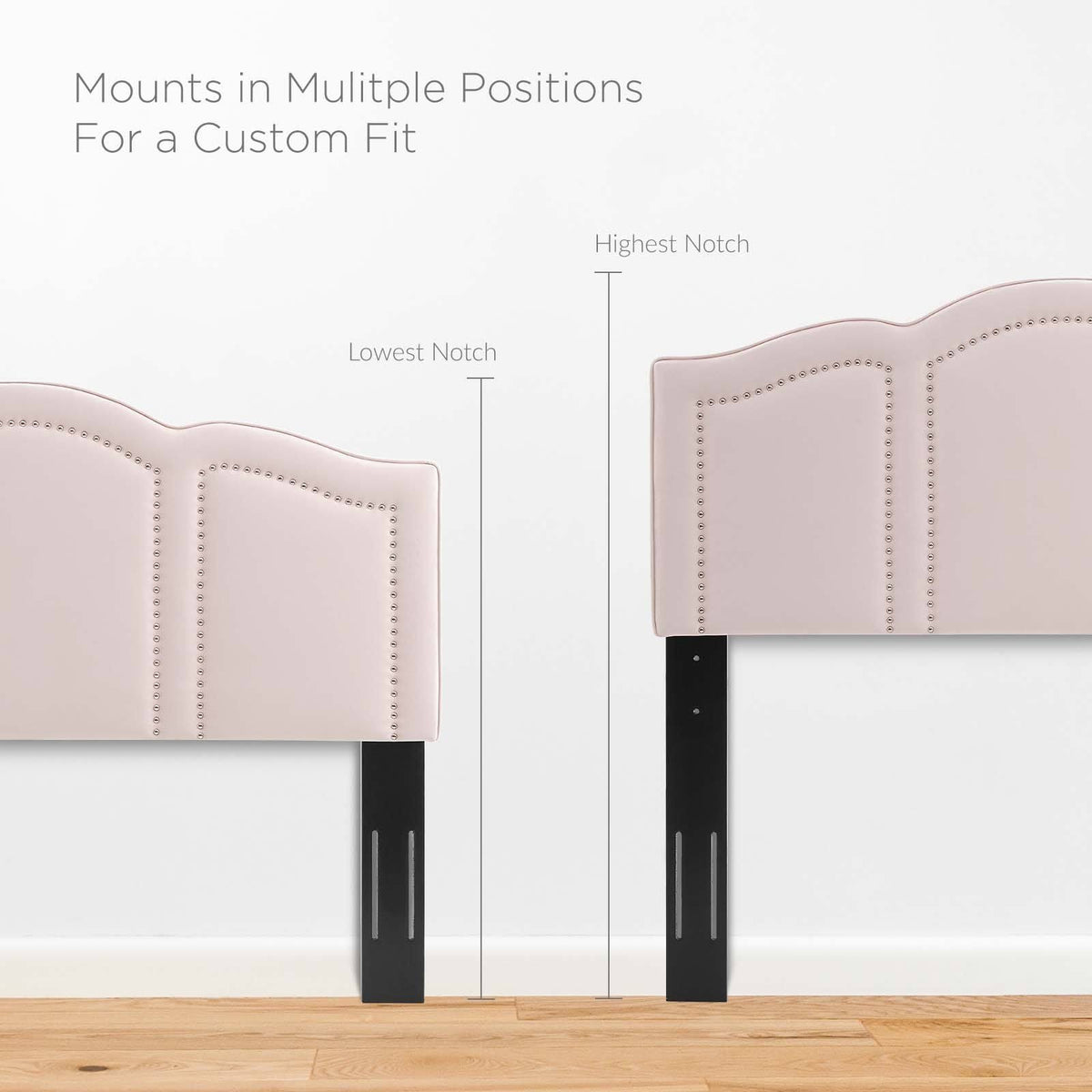 King/California King Pink Velvet Headboard E6547