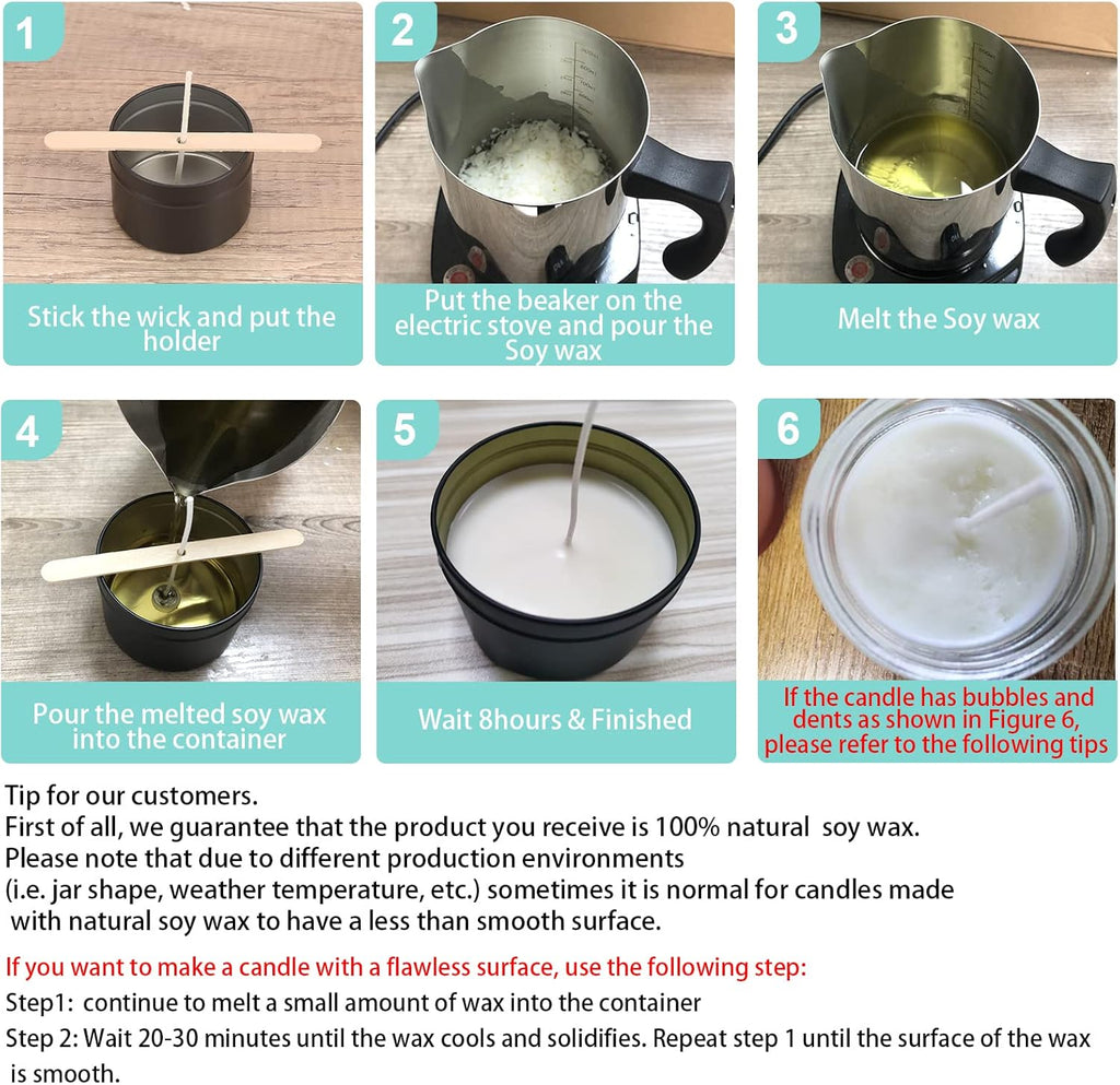 5lbs Soy Wax Flakes, 100 Candle Wick, 10 Centering Devices, Melting Pot G806793