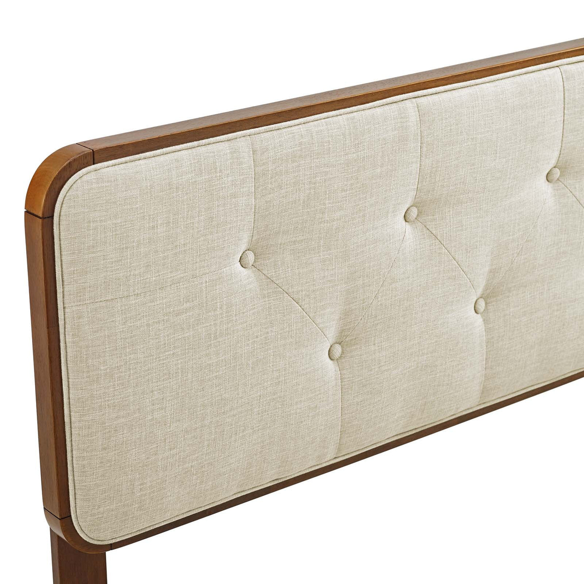 Queen Fabric and Wood Headboard in Walnut Beige L14217