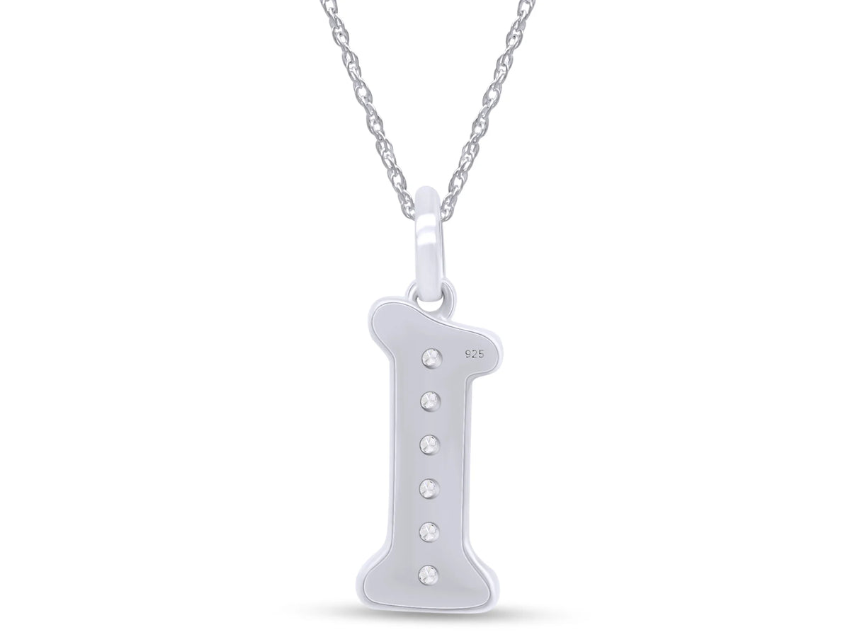 1/5 Ct Round Cut Moissanite Initial "I" Pendant Necklace in 14k White Gold Over Sterling Silver 18" Chain R40915
