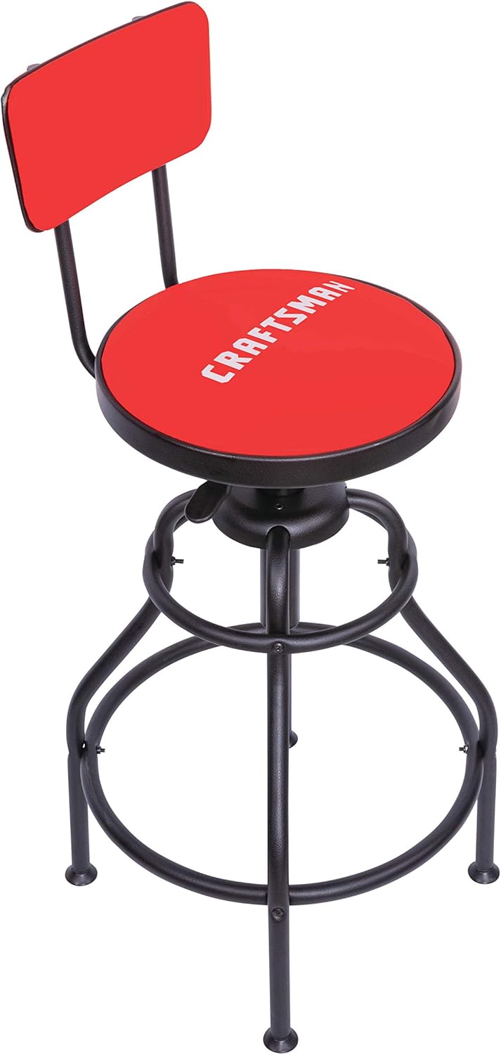 Adjustable Height Work Shop Stool with Padded Vinyl Seat P77149