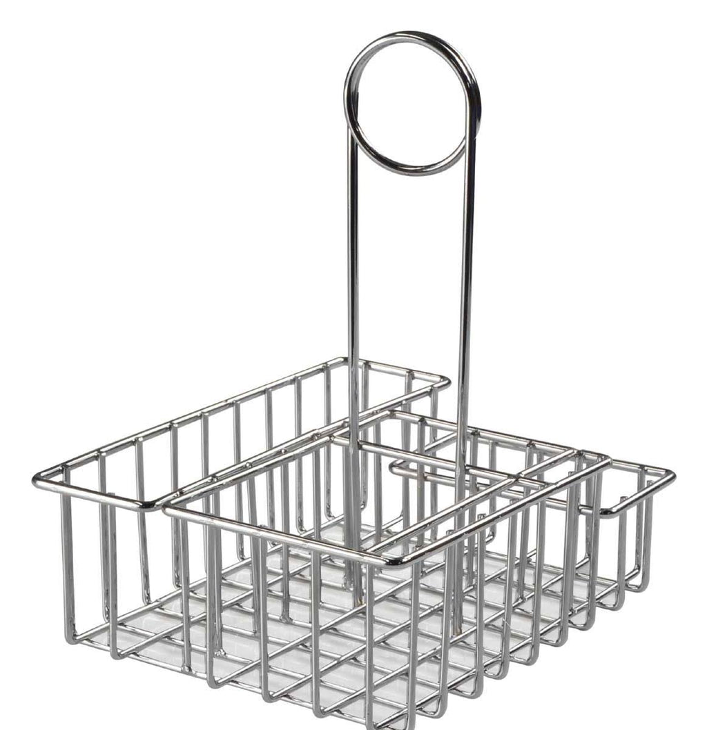Silver Wire Condiment Caddy with Sign Clip and 4 Compartments N7290