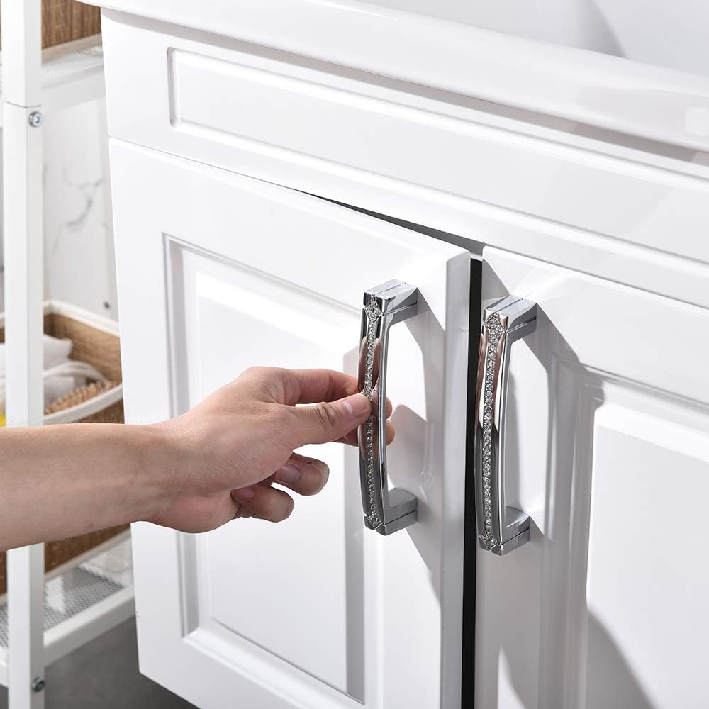 Polished Chrome Cabinet Hardware Handles 8 Pack 128mm Hole Center E146