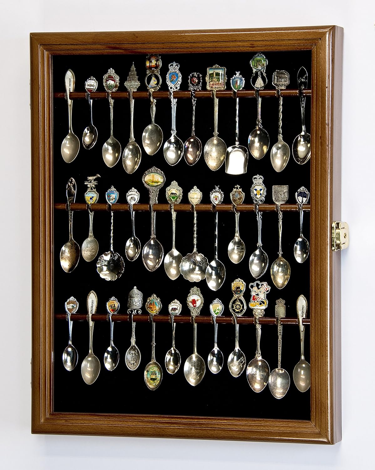 Spoon Display Case Cabinet Holder Rack Wall Mounted Walnut Finish C723706