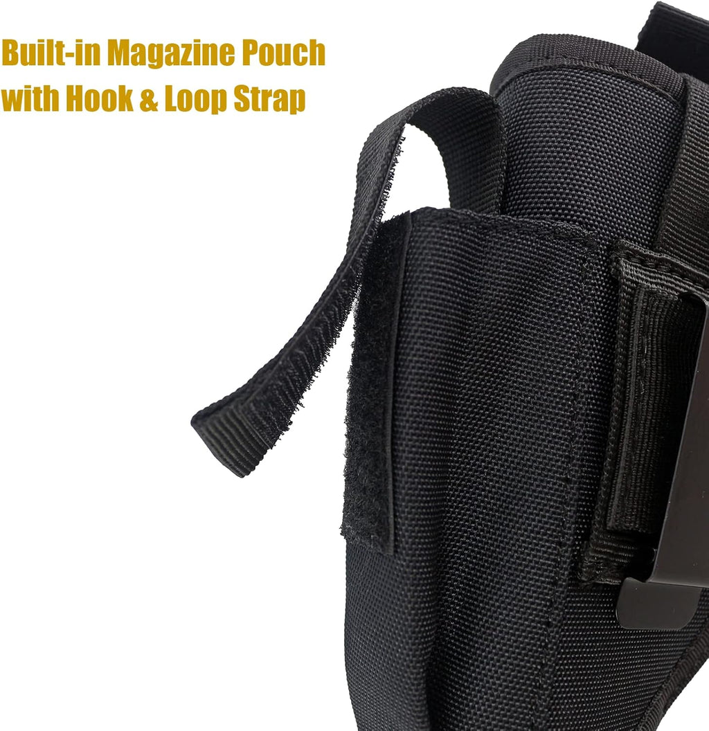 Black Tactical Belt Holster with Mag Pouch and Metal Clip X773