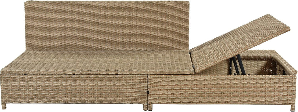 3-Piece PE Rattan Wicker Sectional Sofa Set with Tempered Glass Table E612