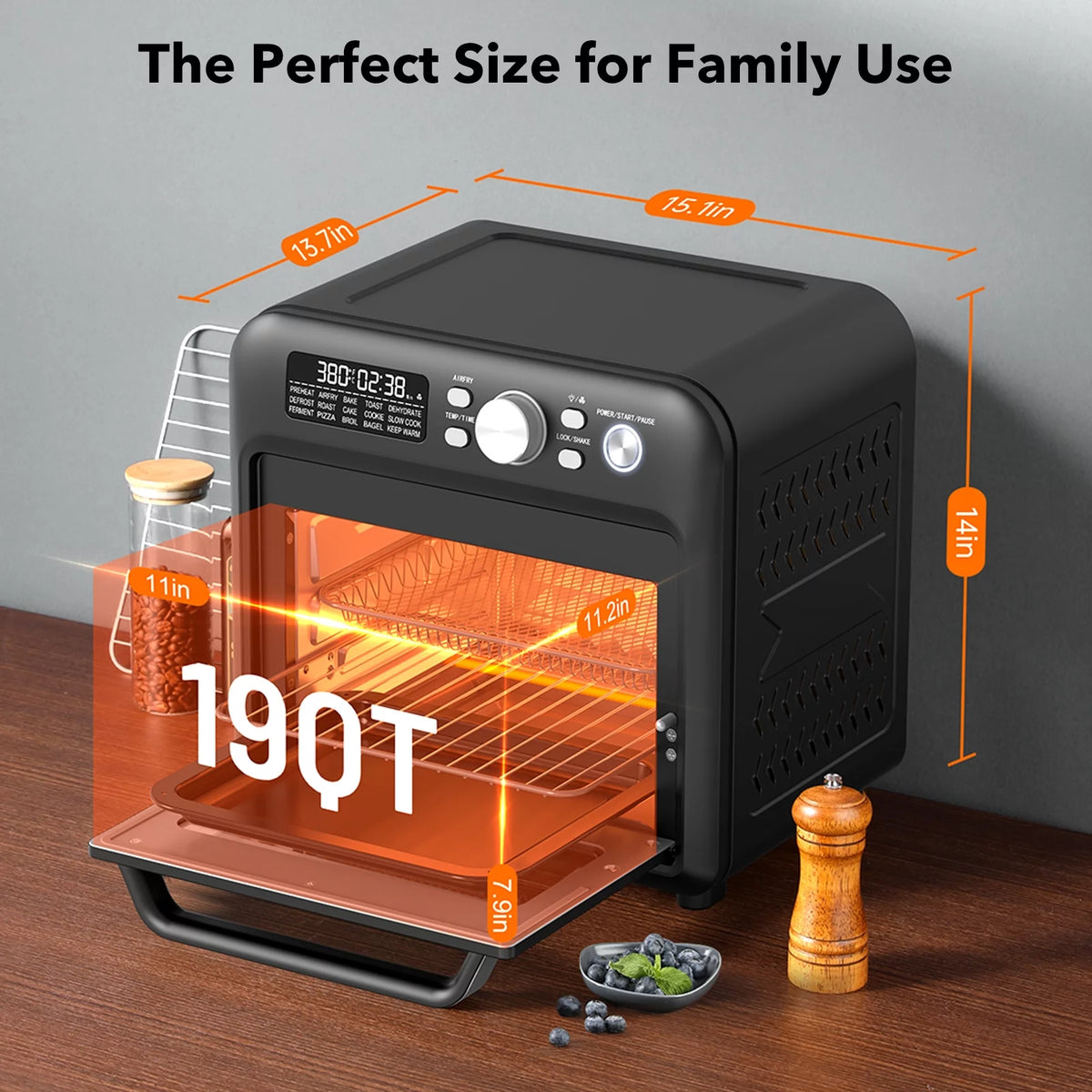19 QT 15-in-1 Convection Toaster Oven with Child Lock A972