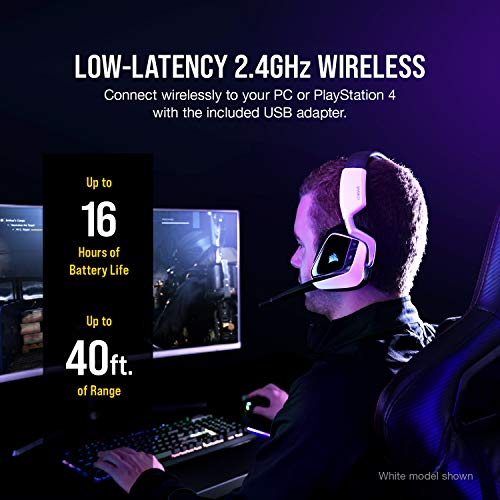 White Wireless Gaming Headset with Microfiber Mesh Earpads Q8262