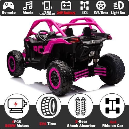 Blue 2 Seater 24V 4WD Electric Ride On Car with Remote Control Y41864