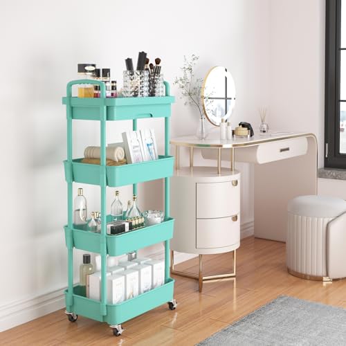 3-Tier Rolling Utility Cart with Drawer, Black J102