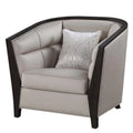Beige Fabric & Black Barrel Chair M53214