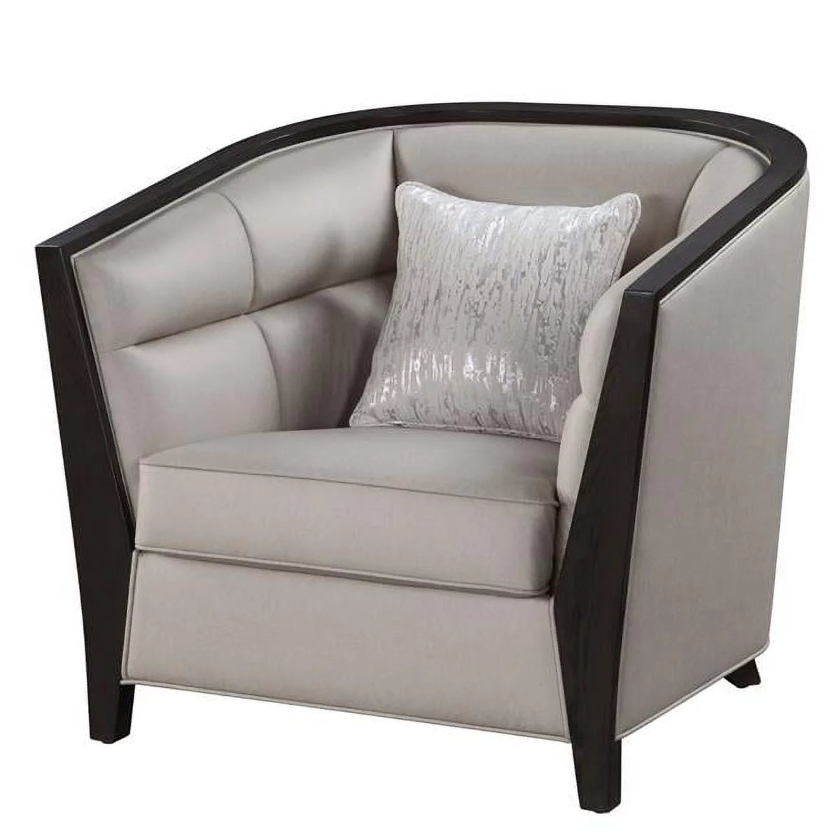 Beige Fabric & Black Barrel Chair M53214