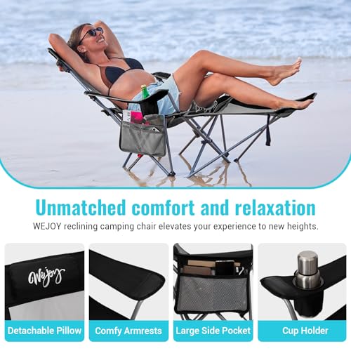 2-in-1 Reclining Camping Chair with Footrest Folding Lounge Chair with Adjustable Backrest U27820