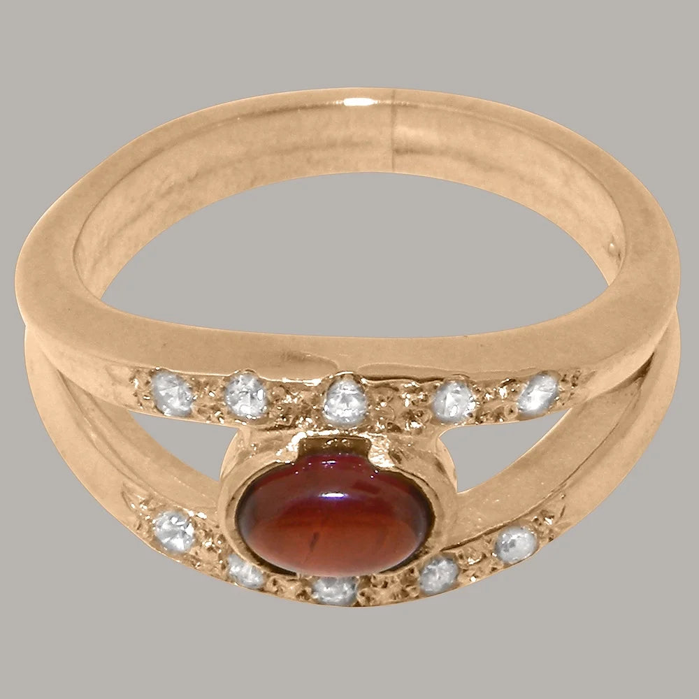 9k Rose Gold Natural Garnet & Diamond Womens Band Ring J55873