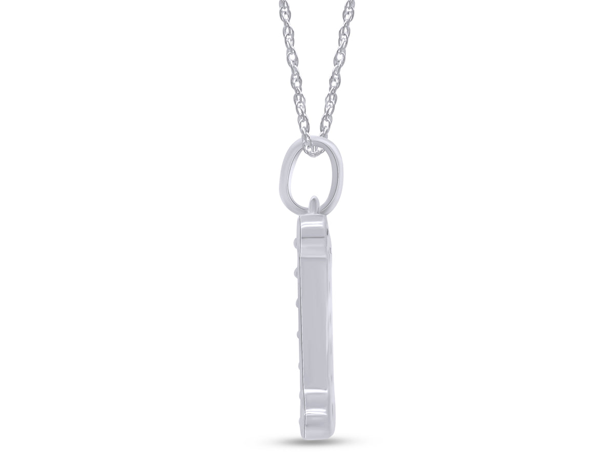 1/5 Ct Round Cut Moissanite Initial "I" Pendant Necklace in 14k White Gold Over Sterling Silver 18" Chain R40915