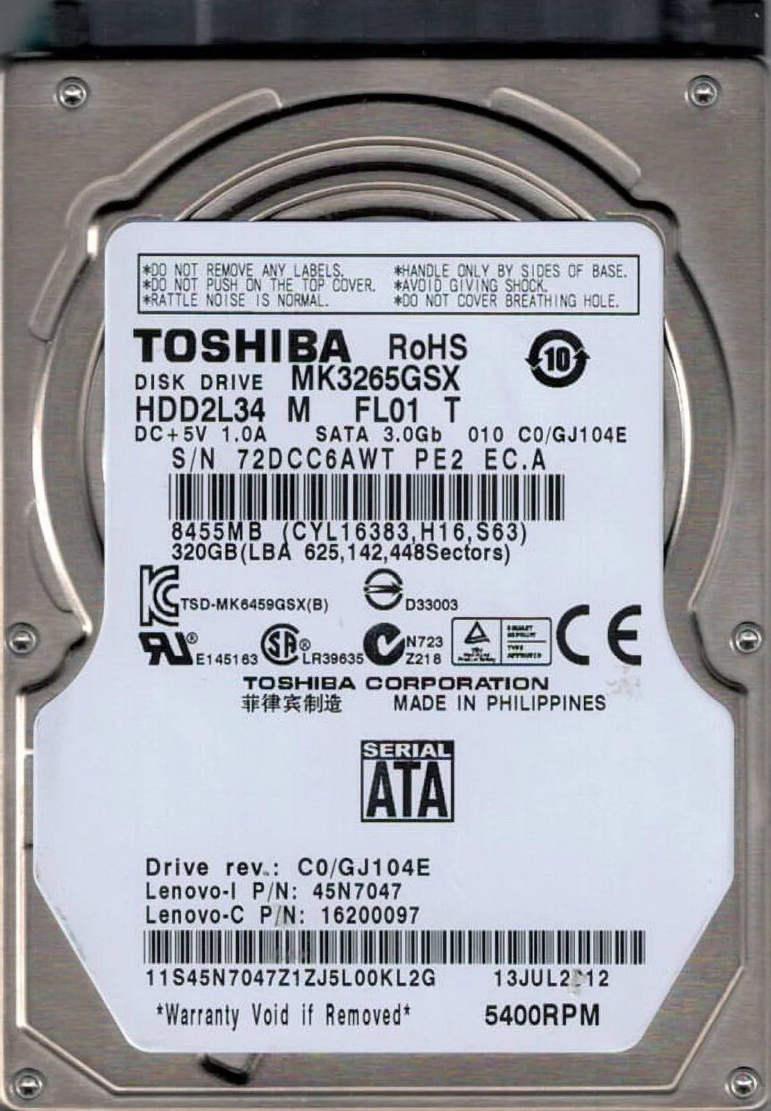 320GB Toshiba N57756