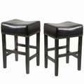 Black Backless Bonded Leather Bar Stool Set of 2 P322412
