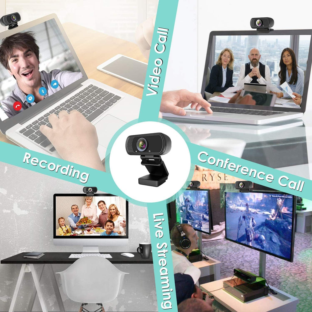 Black 1080P USB Webcam with Microphone L55053